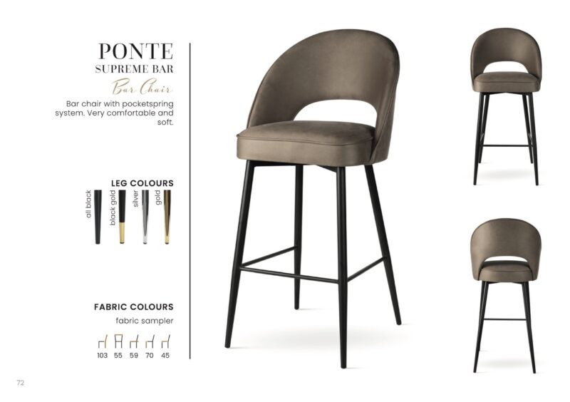PONTE SUPREME bárszék M | táskarugós bárszék, választható szövet / lábszín